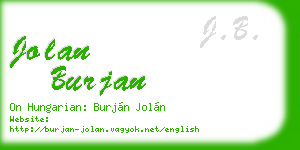 jolan burjan business card